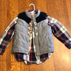 OshKosh button up shirt with vest boys size 5t/6
